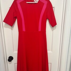 Boden Red and Pink A-Line Midi Dress